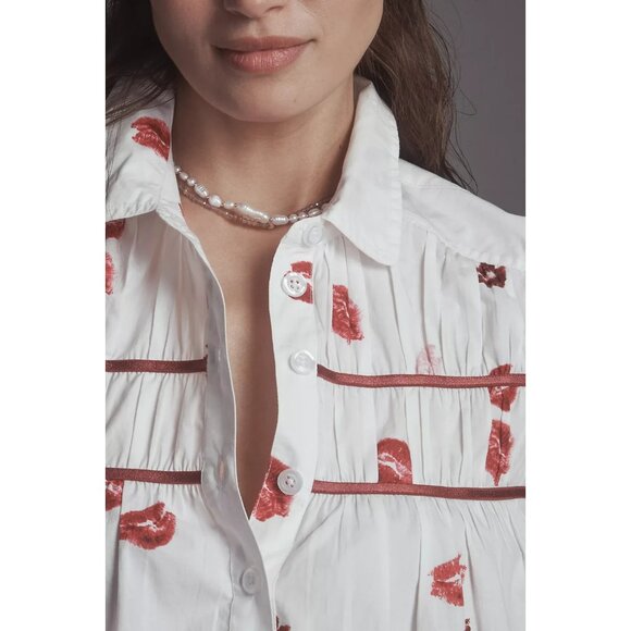 The Leandra Shirred Yoke Blouse by Maeve Lips Print XL - Picture 2 of 4